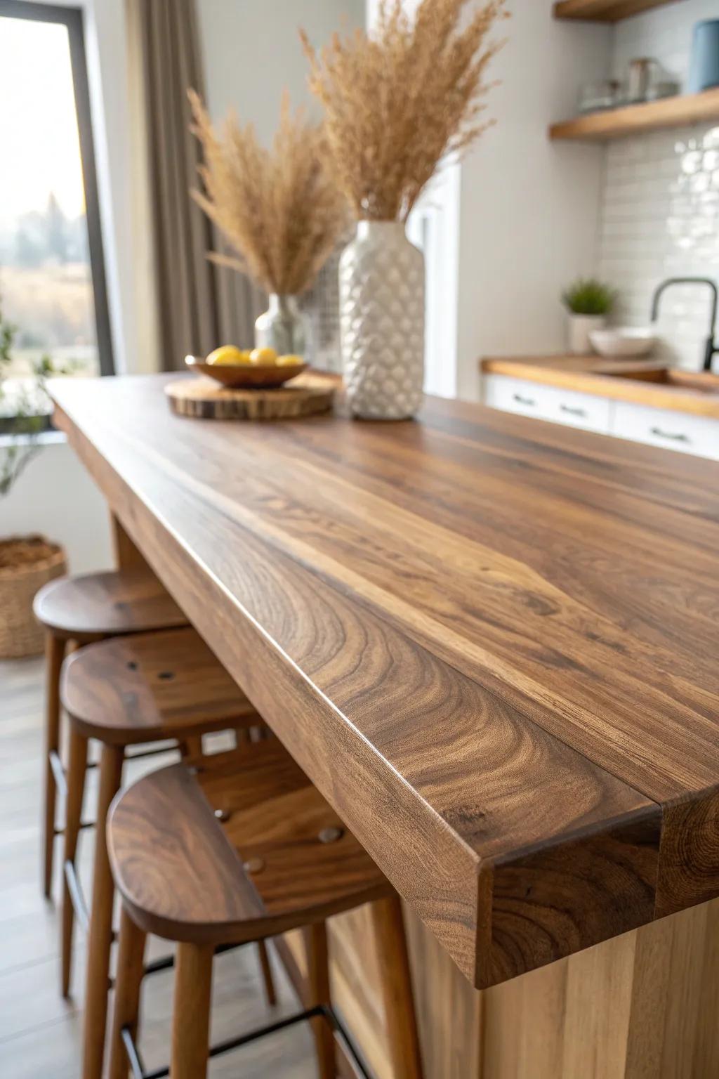 Chunky roundover bar edge: smooth on the forearms and instantly makes the top look finished.