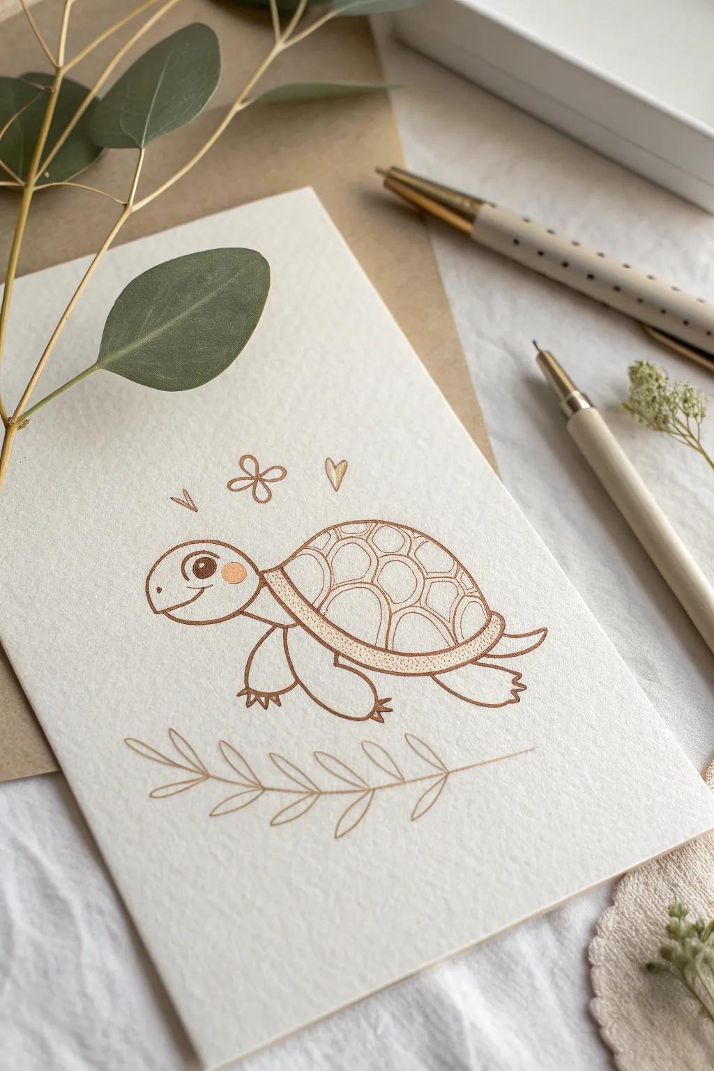 Capture simplicity and charm with this adorable turtle doodle, where minimalism meets boho elegance.