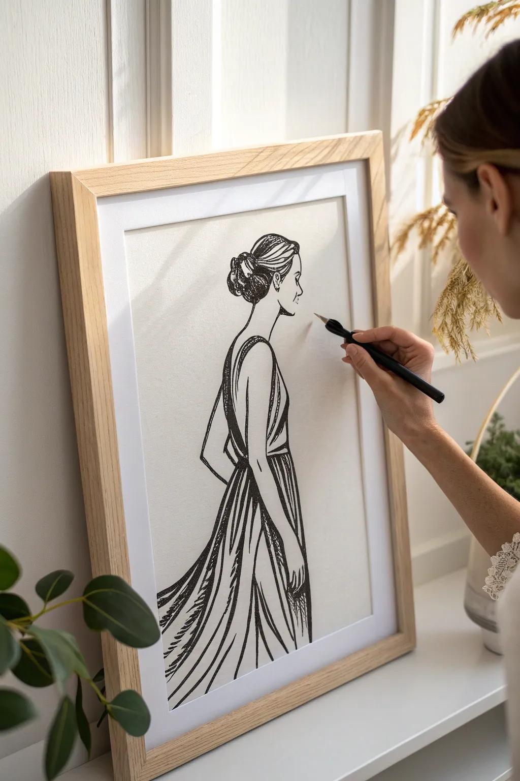 Embrace elegance with minimalist artistry: a timeless black marker drawing that speaks volumes in simplicity.
