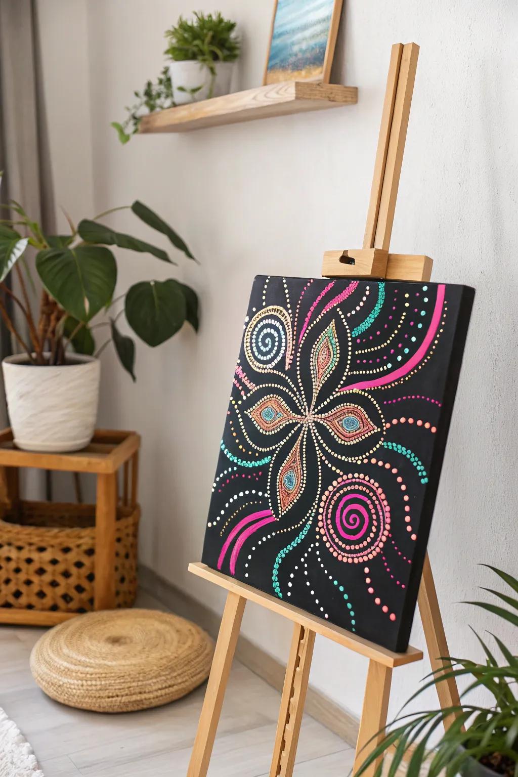 Let your imagination dance under the blacklight with this abstract masterpiece.