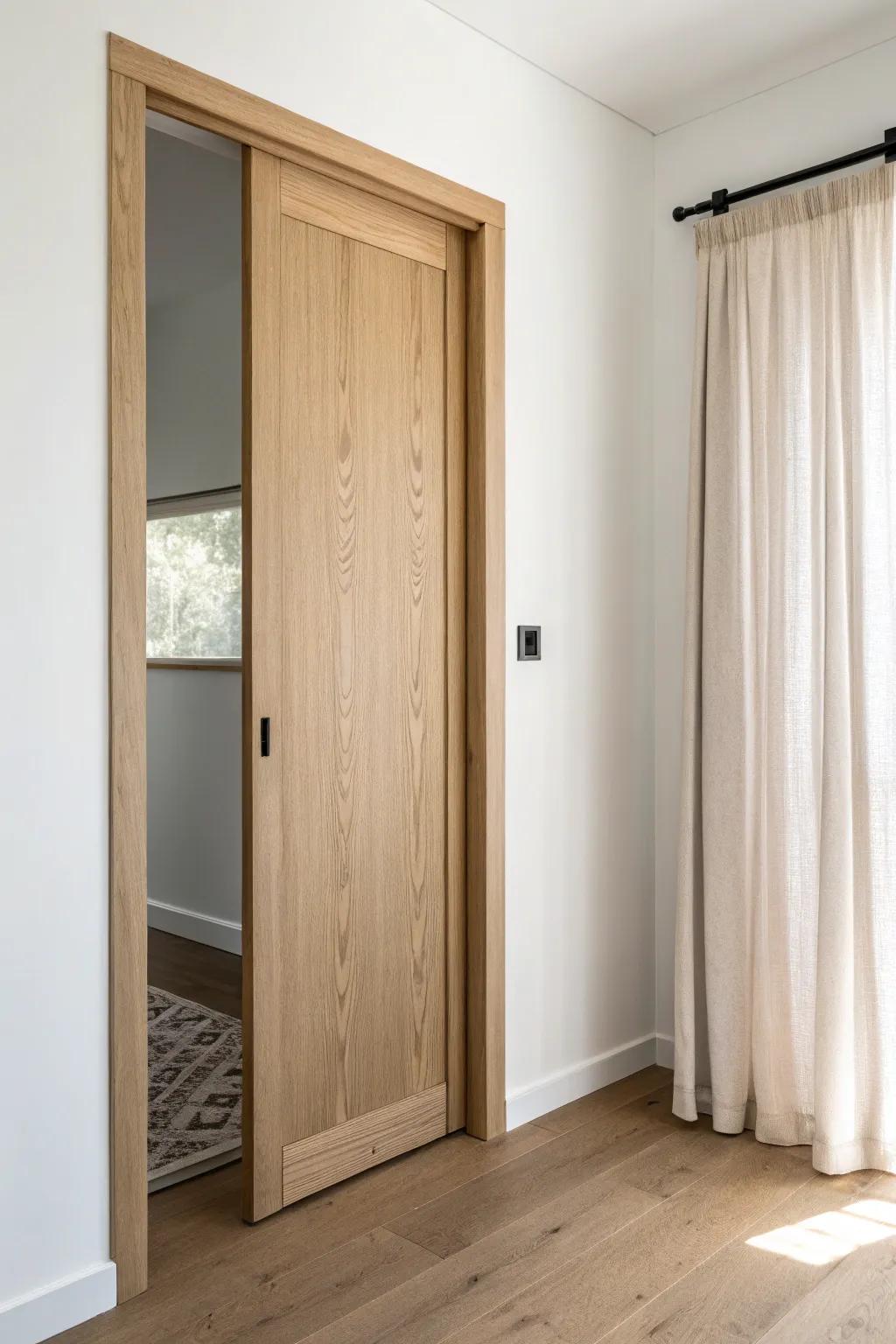 Pocket closet door: space-saving and serene—sliding away for that “where did it go?” magic.
