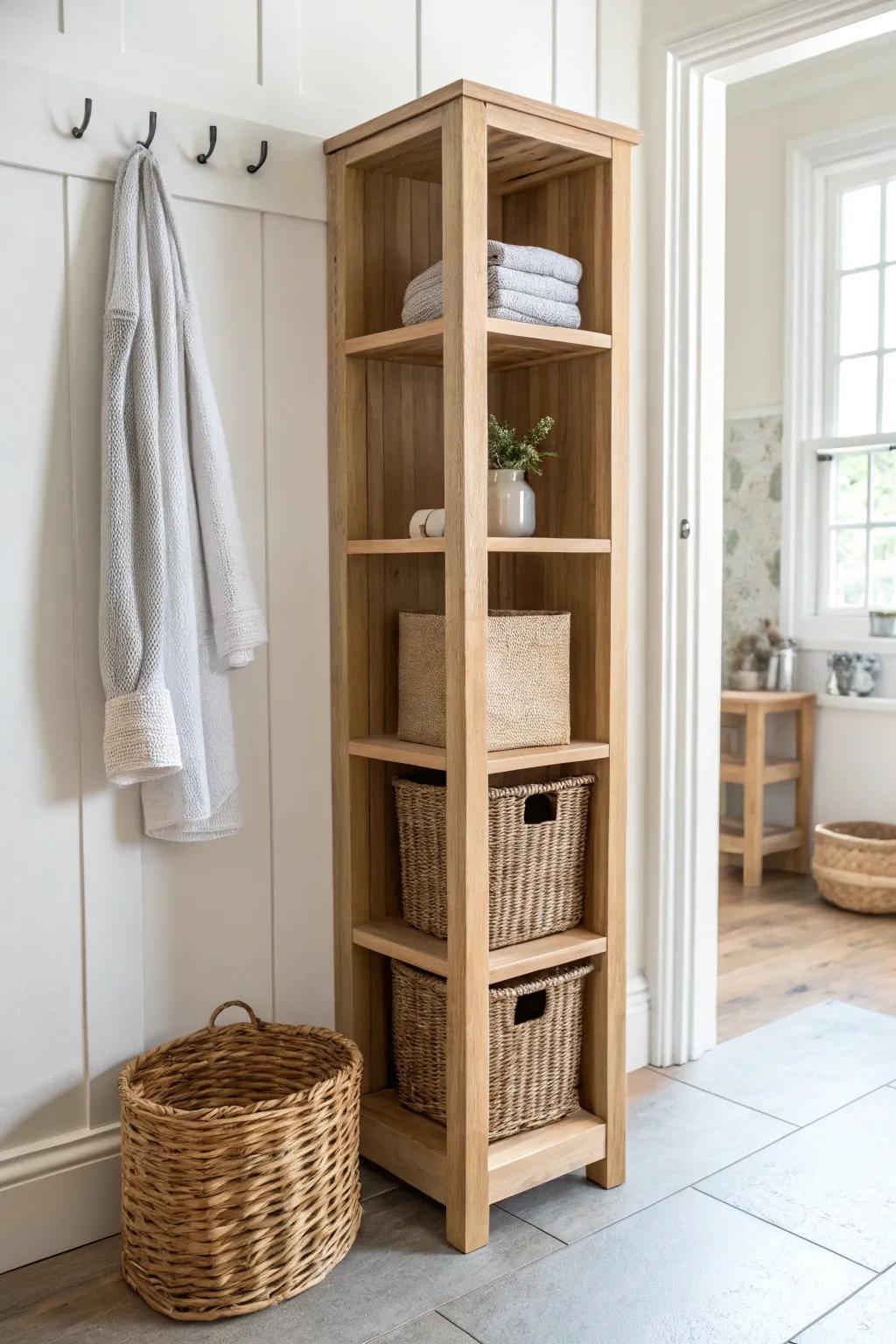 A central cubby tower gives your closet that built-in look—simple, tidy, and beautifully handmade.
