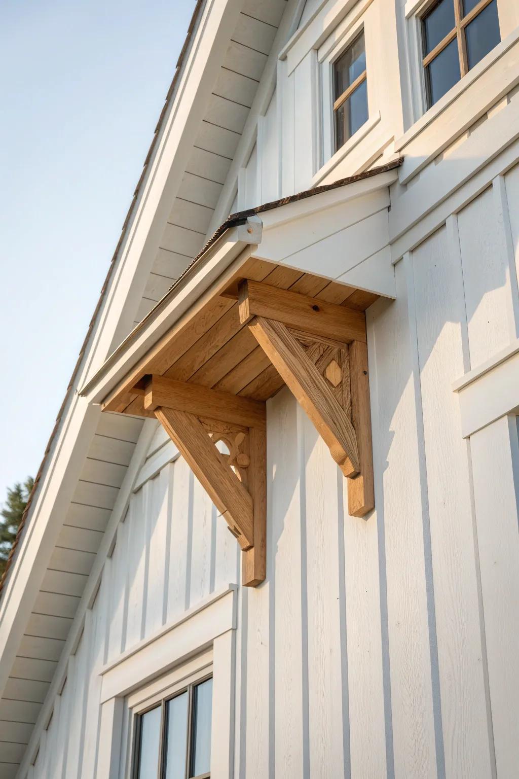 A simple gable corbel adds designer-built character—clean, warm wood detail with contrast.