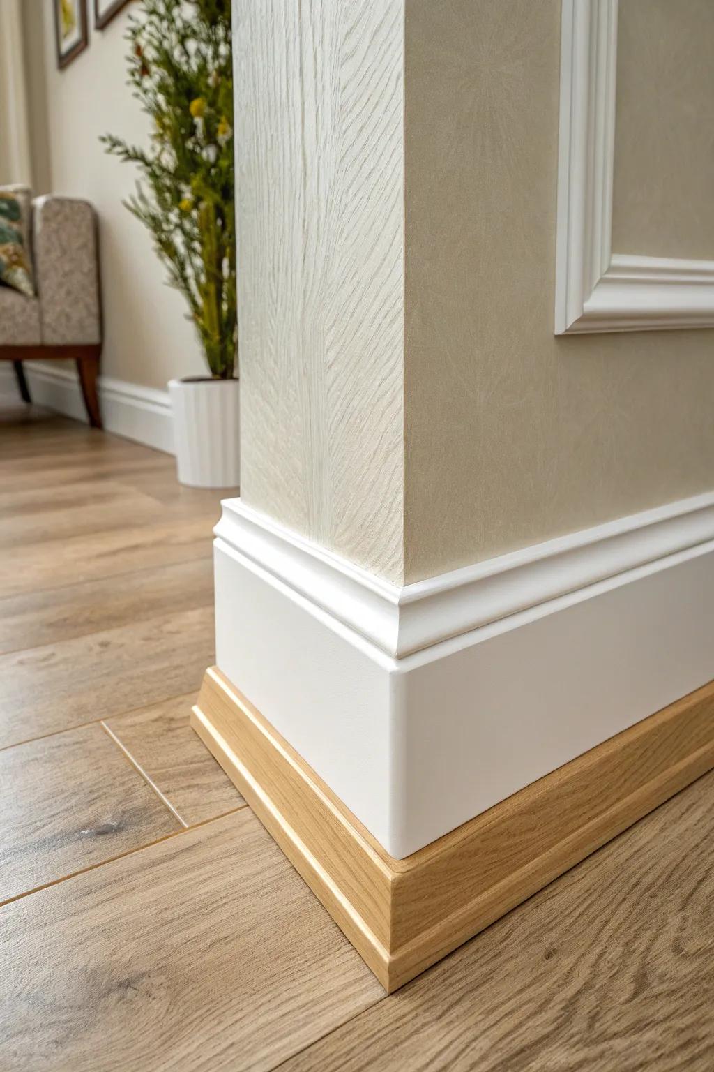 Add cap molding to a plain board for an instant layered baseboard with old-house charm.