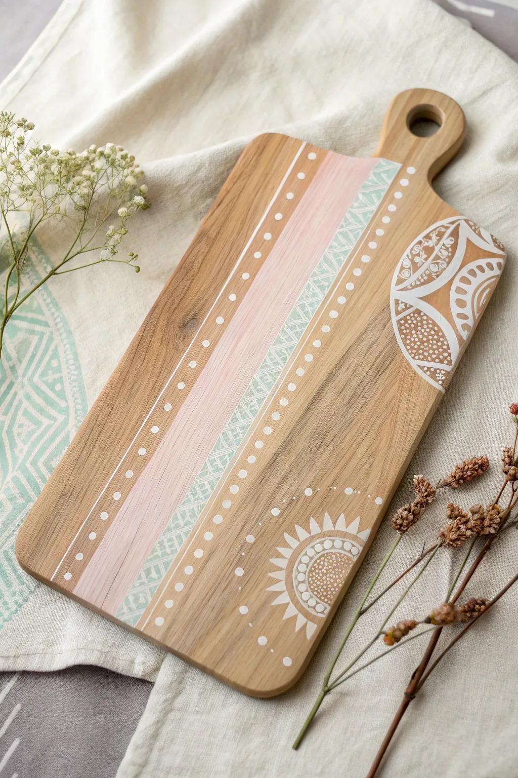 Elevate your kitchen with a touch of handmade charm - a beautifully painted cutting board that combines simplicity with vibrant creativity.