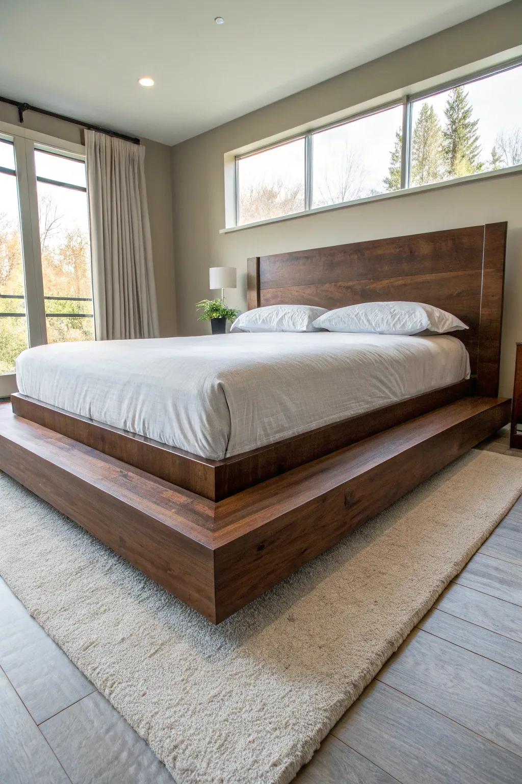 Elevate your space with a stunning floating platform bed—where craftsmanship meets modern elegance.