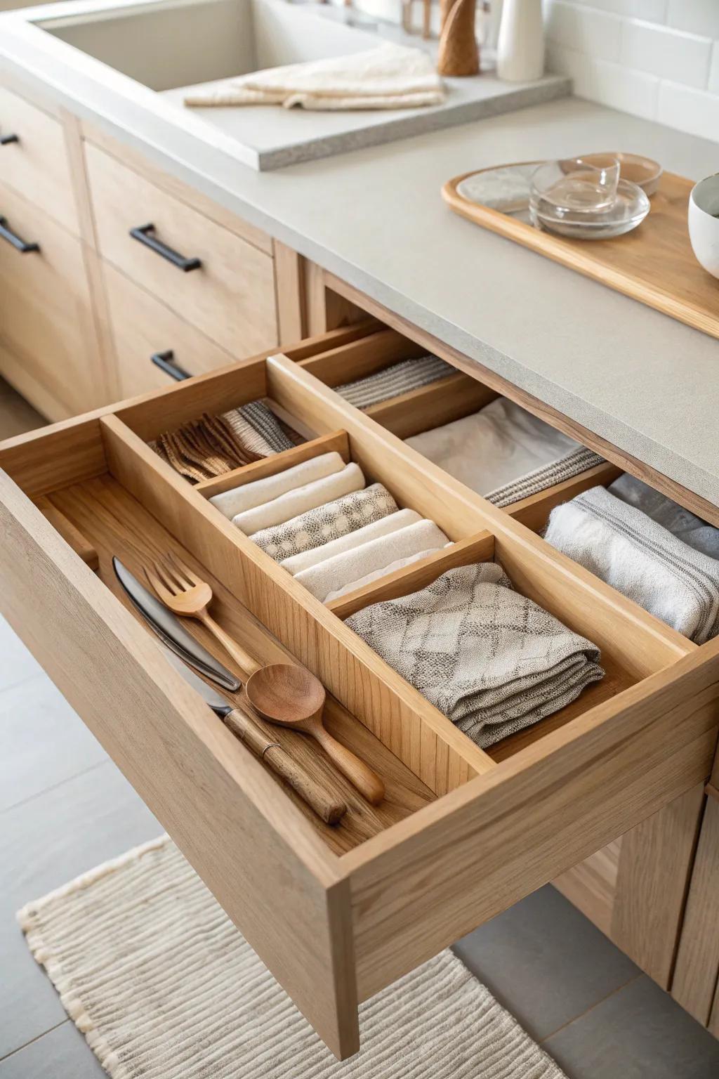 Simple wood drawer dividers turn any messy drawer into clean, custom-made lanes.
