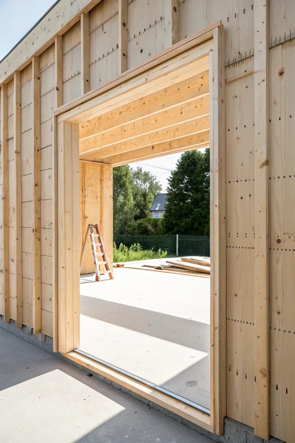 Frame a clean front opening now—your future garage door can slide into place later.