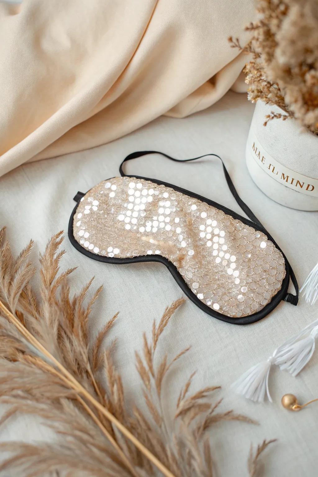 Add a touch of glamour to your evening look with a sparkling sequin eye mask.