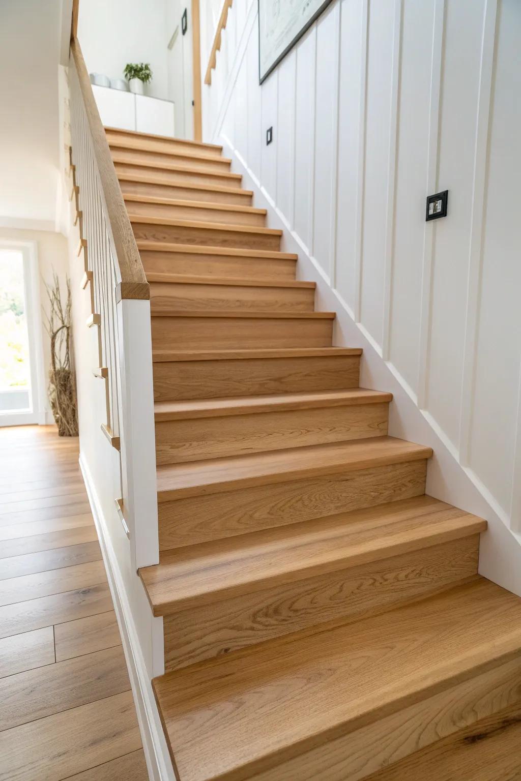 Align landing planks toward the stairs for a clean transition and a landing that feels wider.