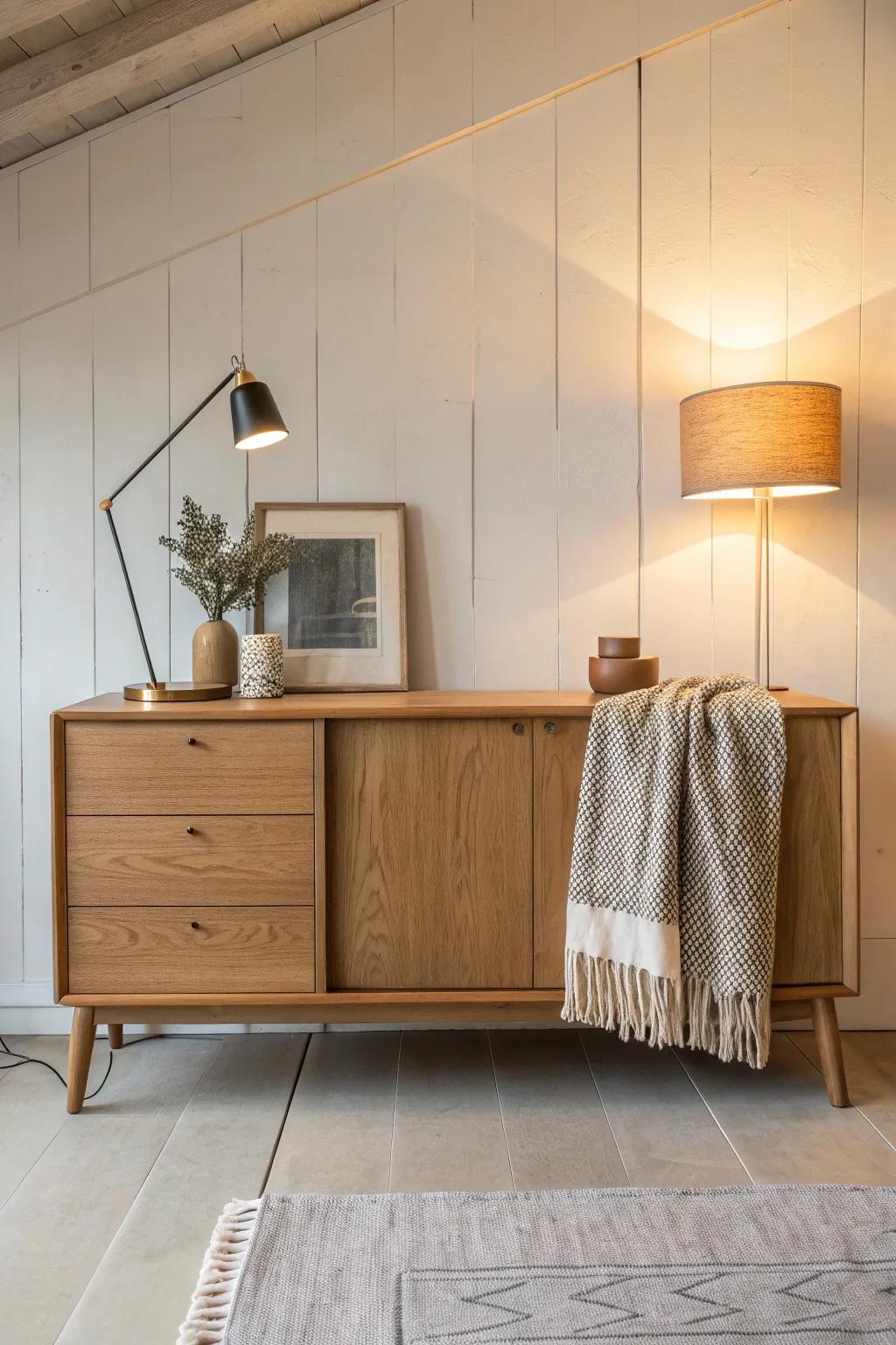 Layer warm lighting to make wood grain glow—your showroom display instantly feels like home.