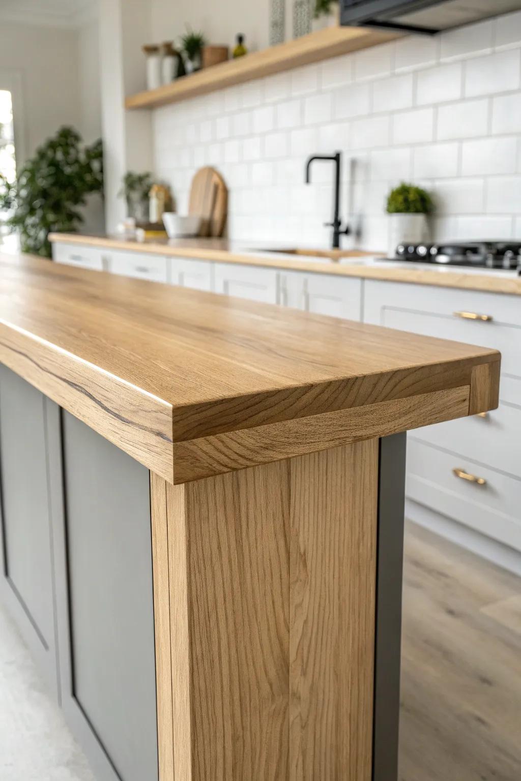 Waterfall wood edge with perfectly matched grain—minimal, modern, and beautifully handmade.