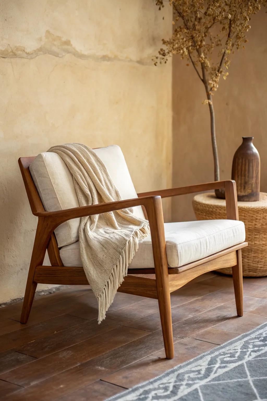 Warm creams and greige let crafted oak shine—modern classic calm with soft, tactile layers.