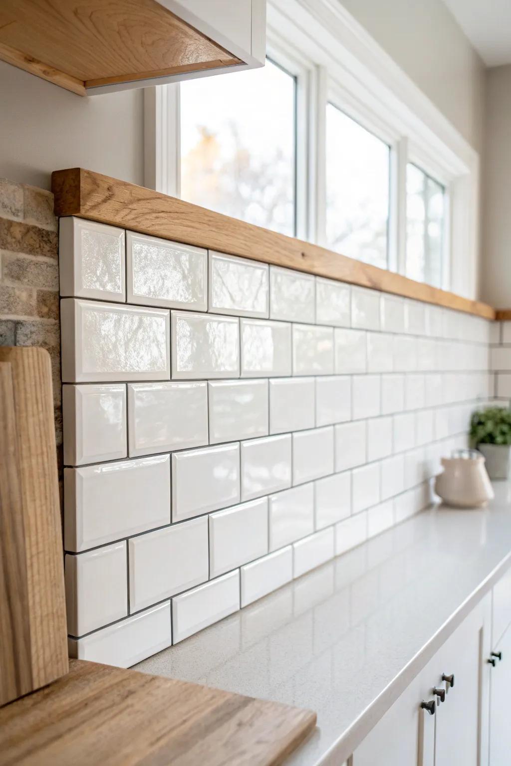 Oversized subway tile gives farmhouse style a calm, modern look—with fewer grout lines.