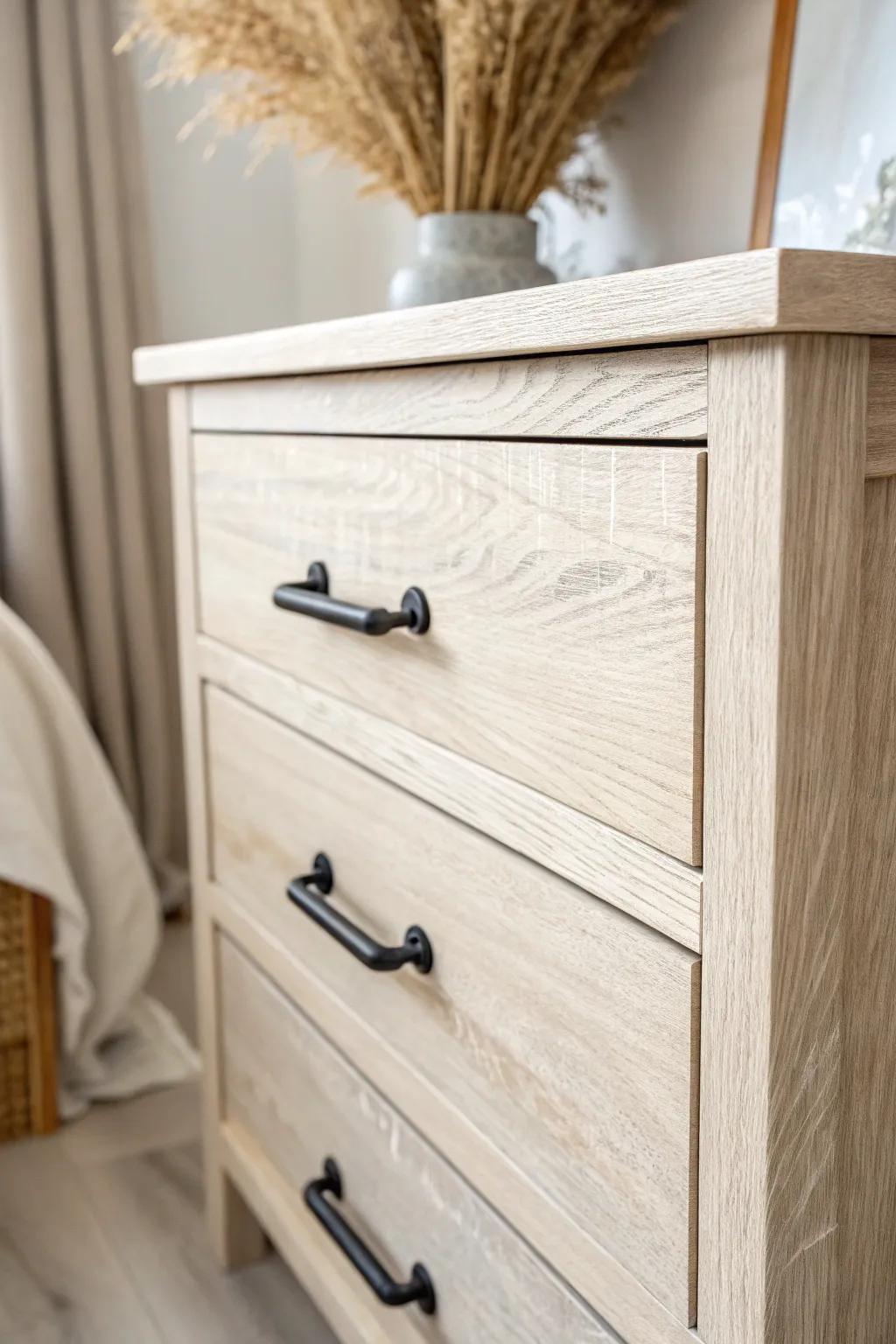 High-contrast magic: matte black pulls on light wood make modern farmhouse feel fresh.