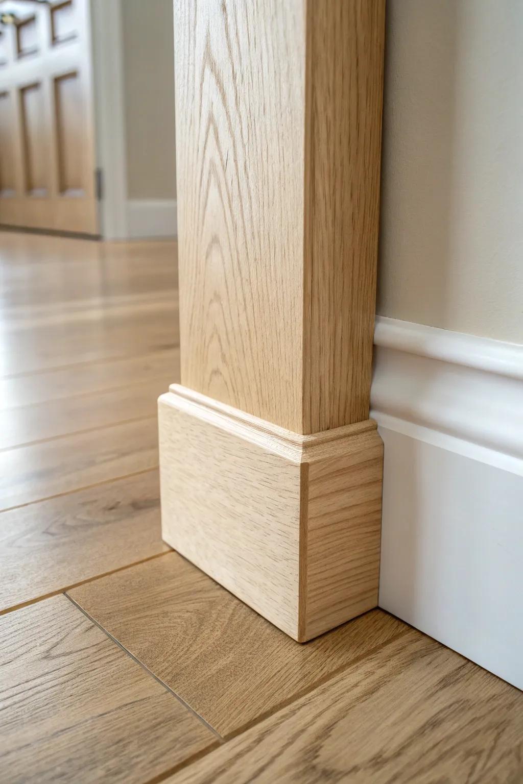 Square-edge baseboards: crisp lines, modern calm, and a timeless wood grain finish.