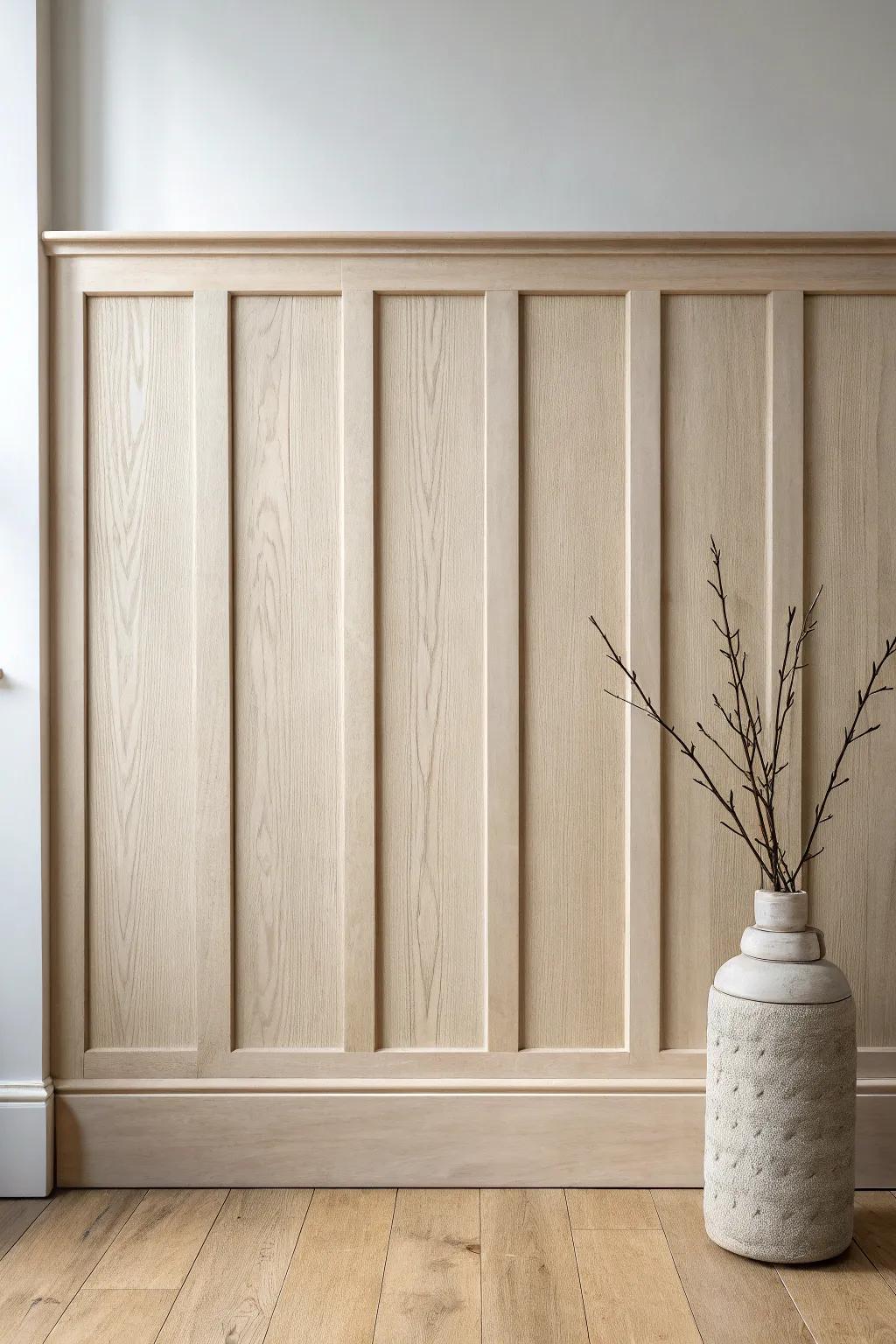 Wide-spaced board-and-batten: modern, durable, and beautifully minimal for an entryway.
