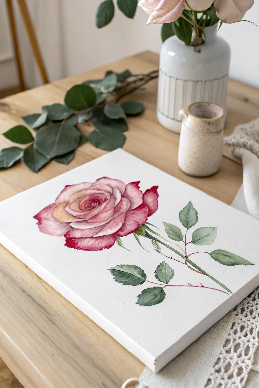 Embrace the elegance of simplicity with a one-stroke rose masterpiece.