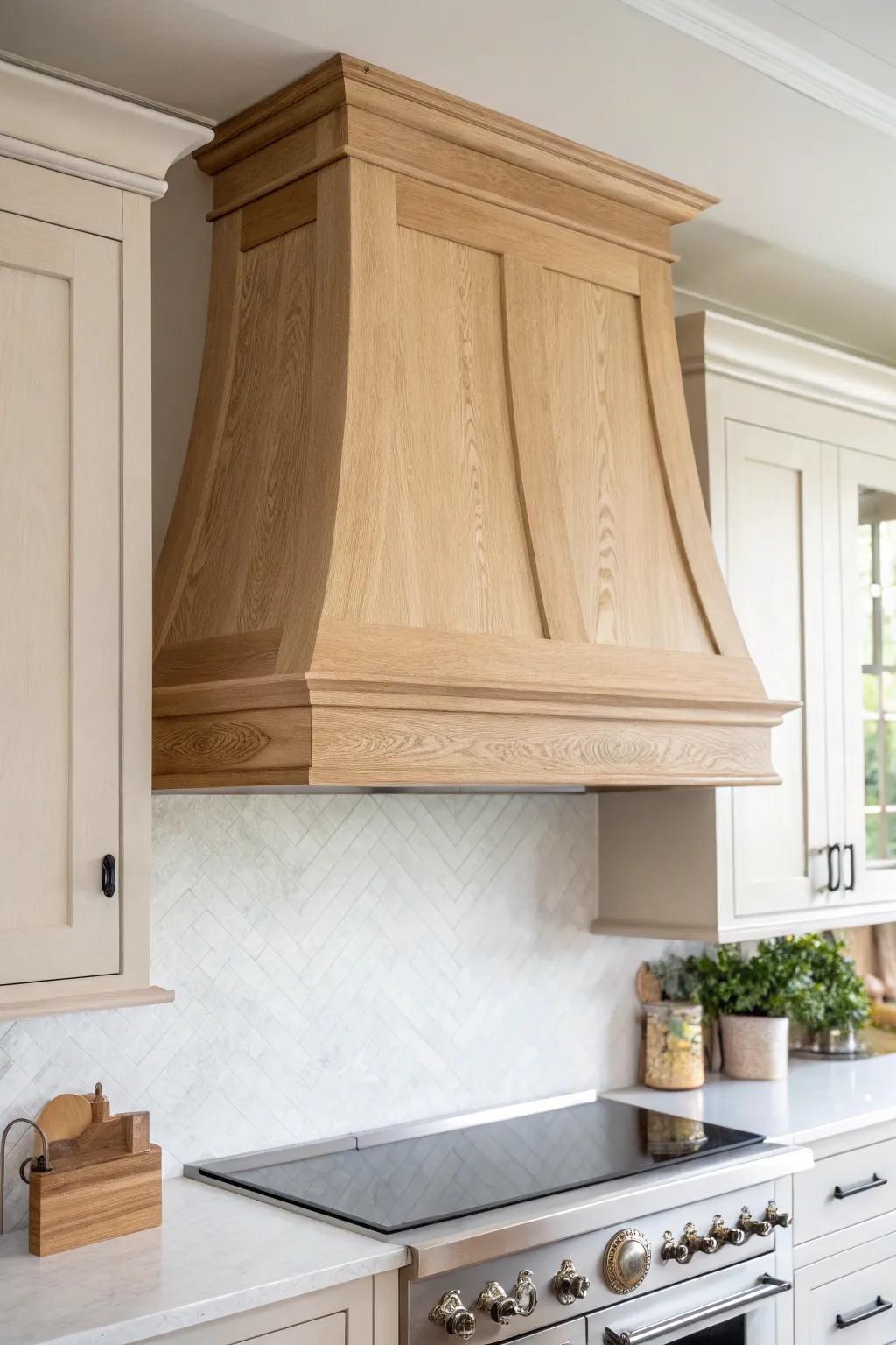 A seamless cabinet-style hood cover that turns your stove wall into refined furniture.