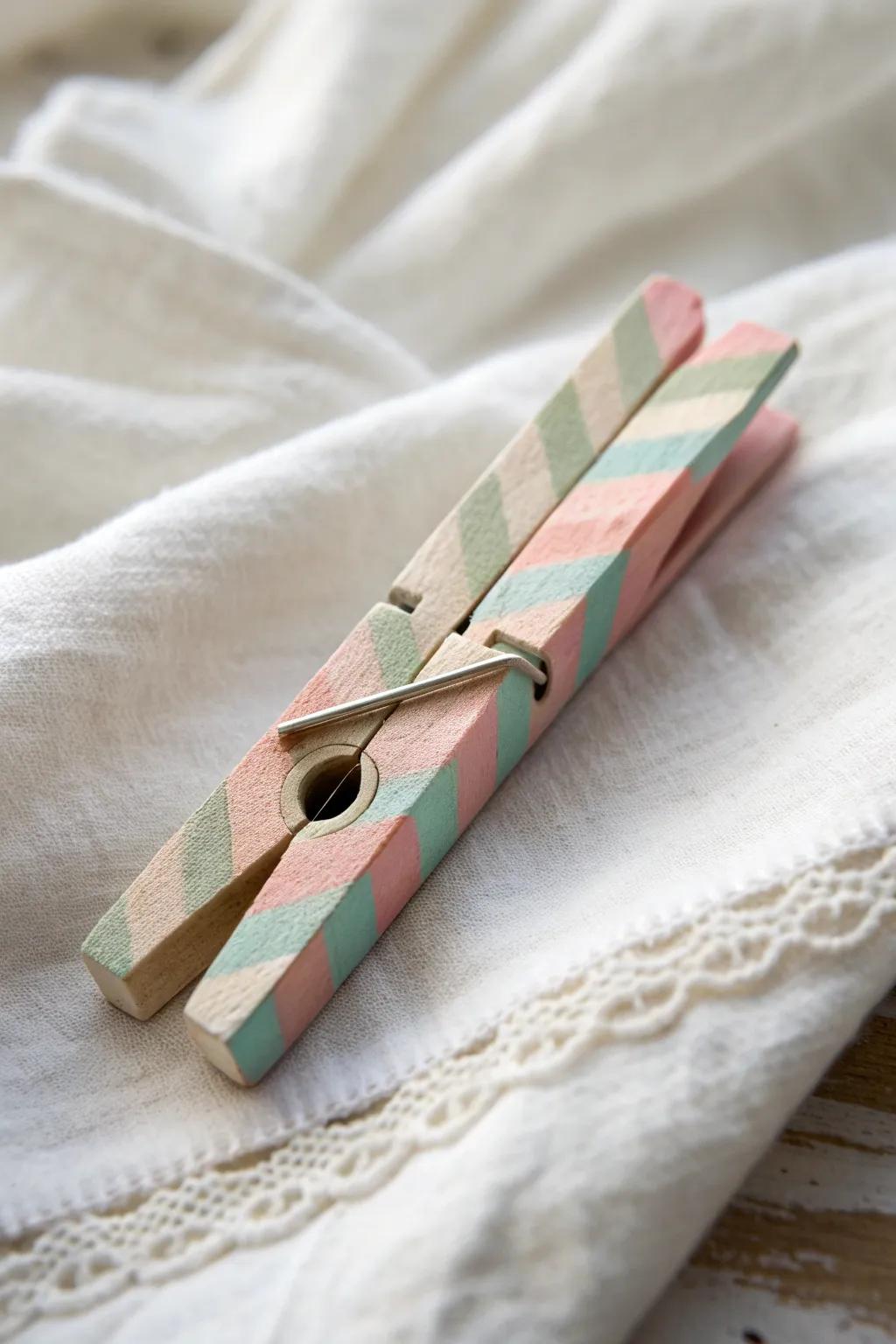 Elevate your organization game with chic, striped clothespins!