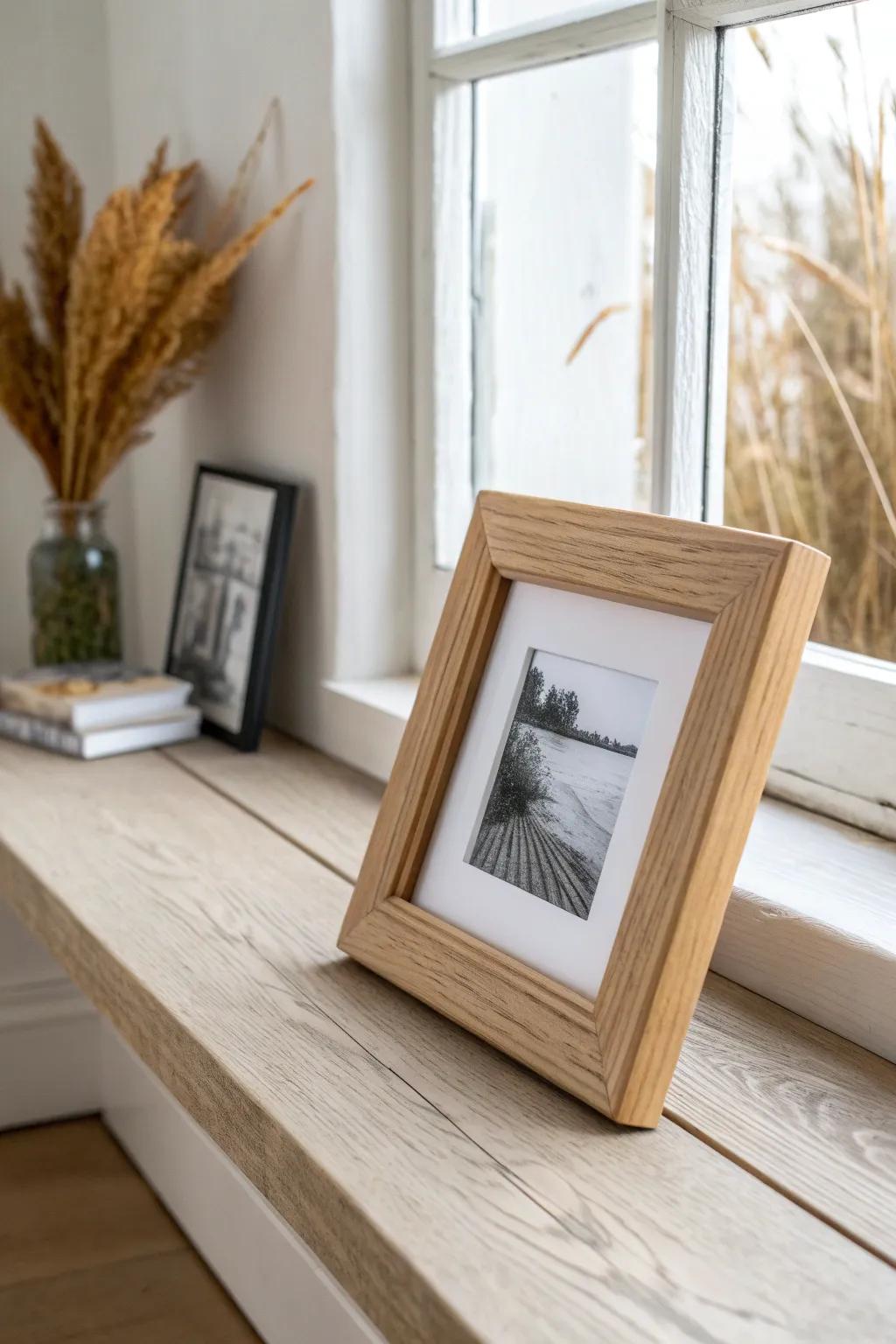 Modern square-edge oak frame—clean lines, sharp corners, and gallery-wall-ready simplicity.