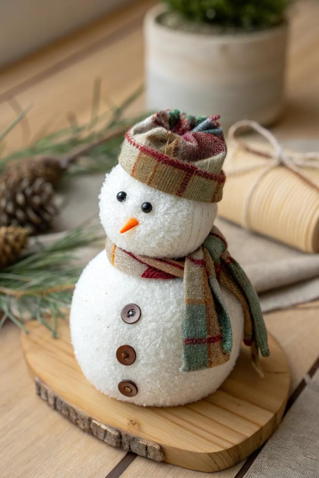 Craft your own cozy winter friend with a simple sock and a touch of creativity. #SockSnowman #MinimalistCrafts