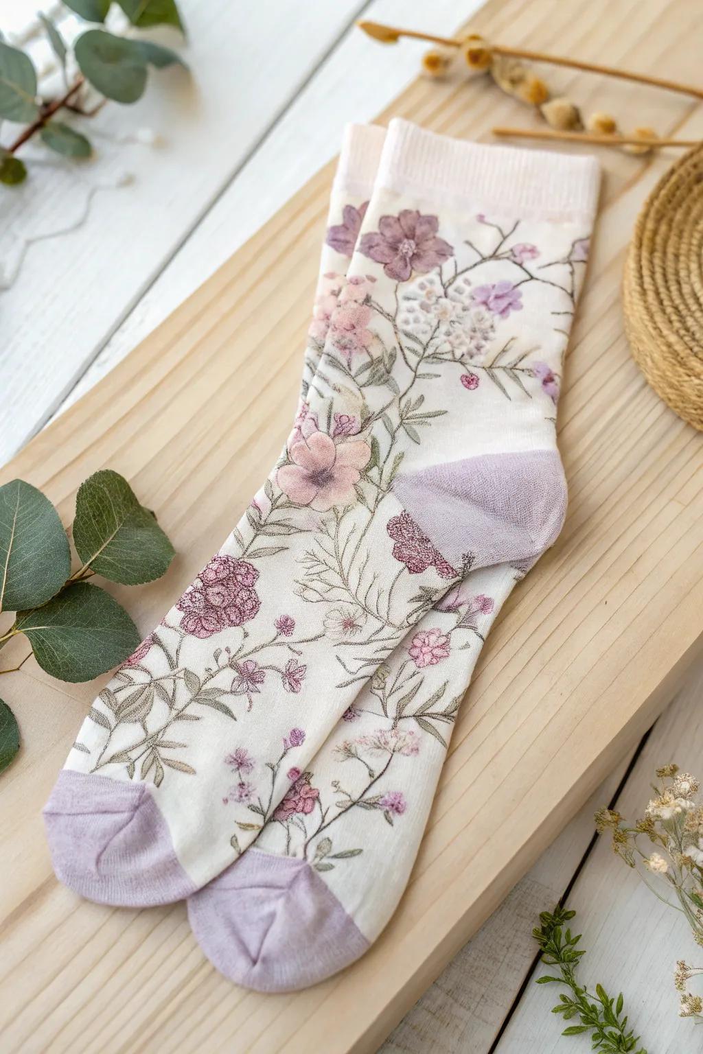 Step into spring with these beautifully crafted floral socks, the perfect blend of minimalist elegance and natural charm.