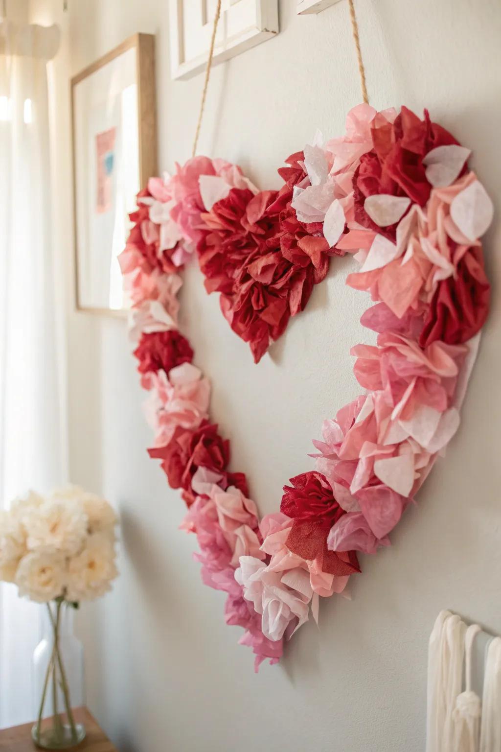 Embrace simplicity and warmth with this handcrafted heart collage, perfect for adding a personal touch to any space.