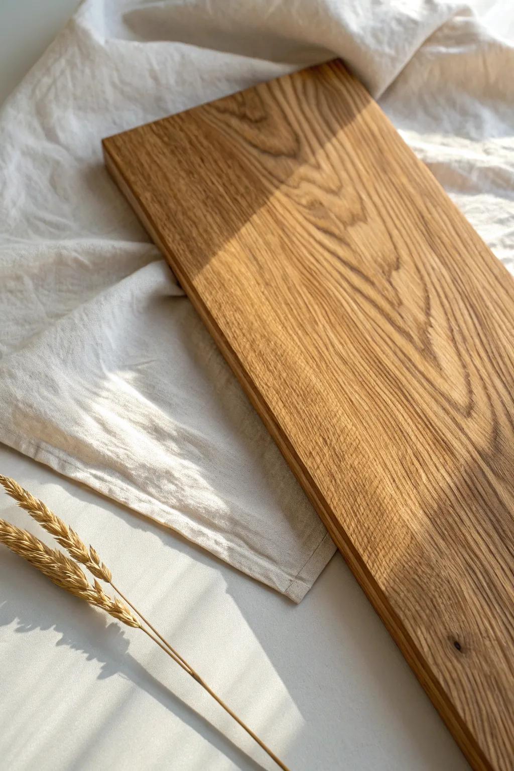 Honey-toned wide-plank floors bring Tuscan warmth—let the grain shine with a soft matte glow.