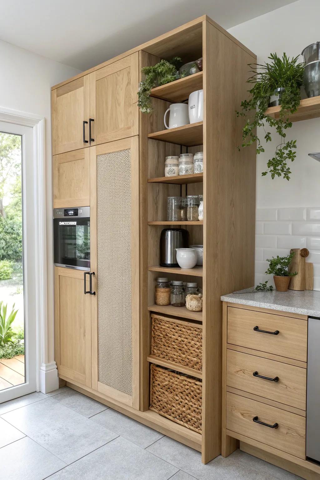 A pantry tower that turns your water dispenser into a calm, curated beverage station.