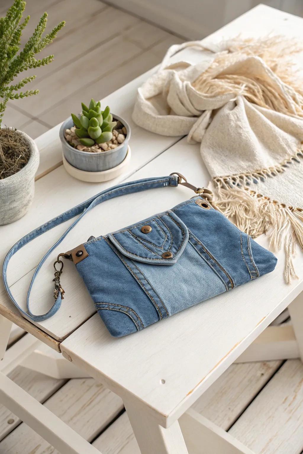 Transform your old jeans into a chic denim purse that blends minimalist style with boho charm.