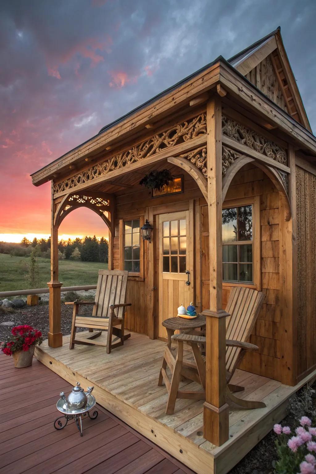 Craft your perfect retreat: A rustic porch that invites relaxation and connection.
