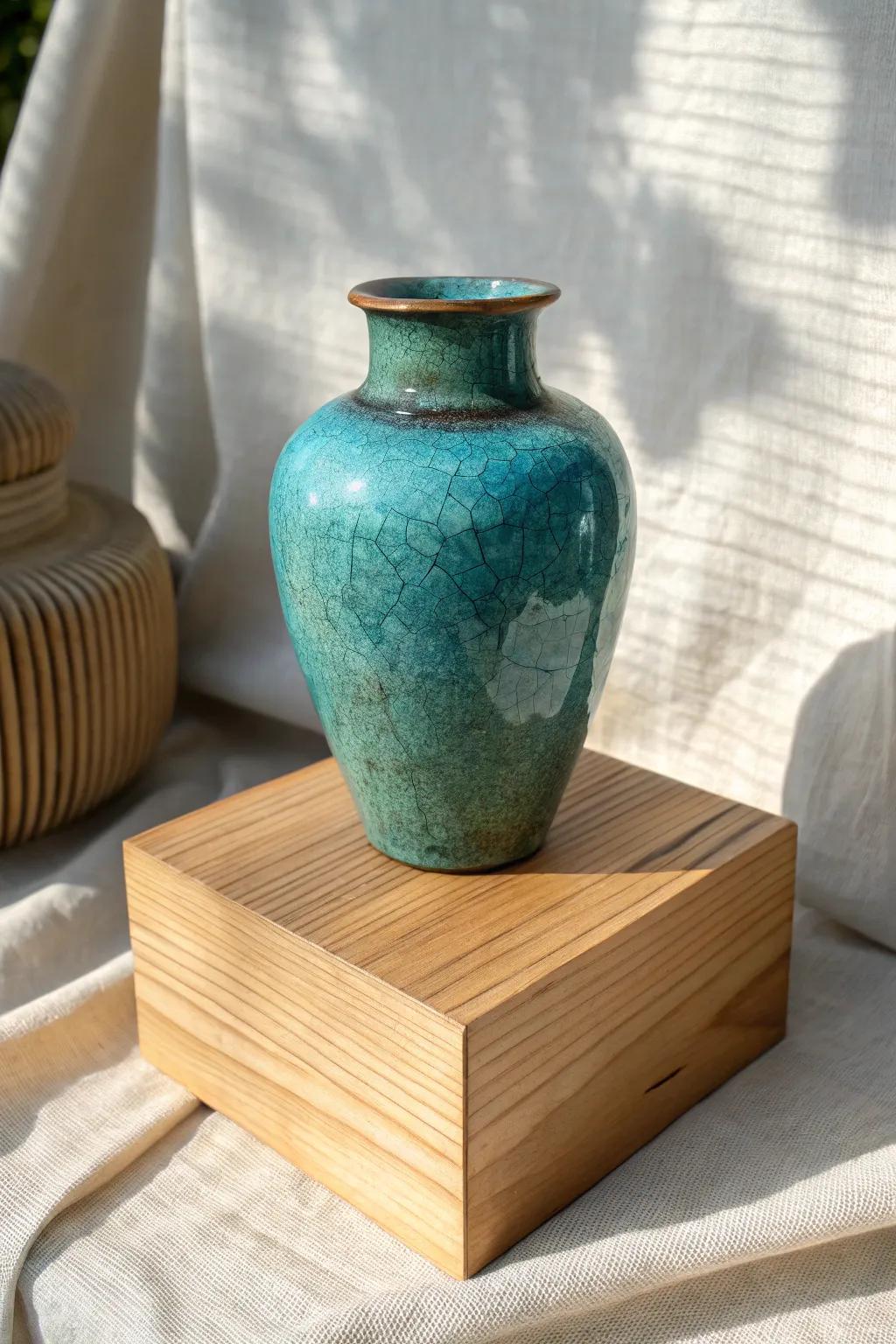 DIY wood pedestal, minimal and warm—perfect for spotlighting one standout antique treasure.