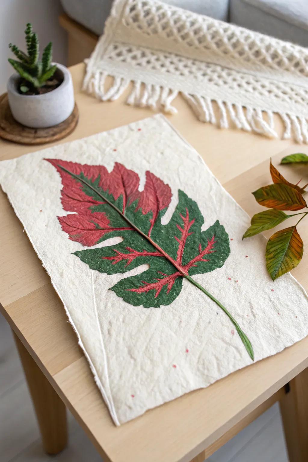 Embrace nature's palette: Create art that speaks with vibrant leaf prints.