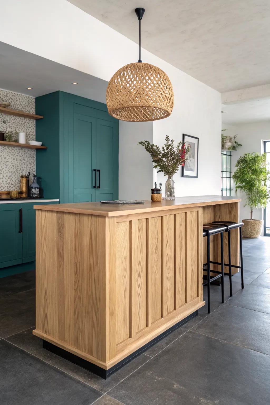 Galley wet bar vibes: a handcrafted oak island that lets guests gather while you mix.