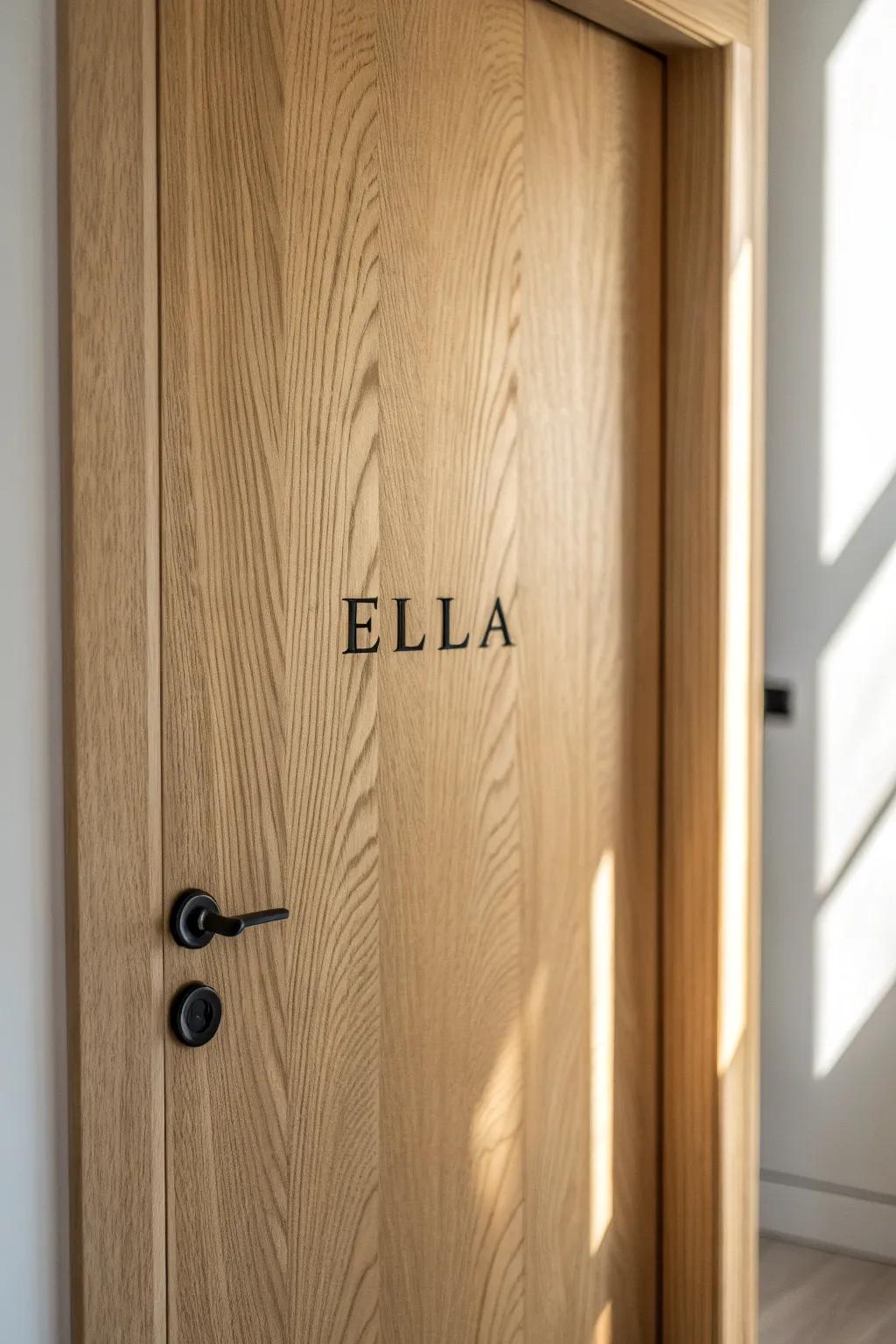 Quick personality for your bedroom door: removable letters that cover scuffs beautifully.