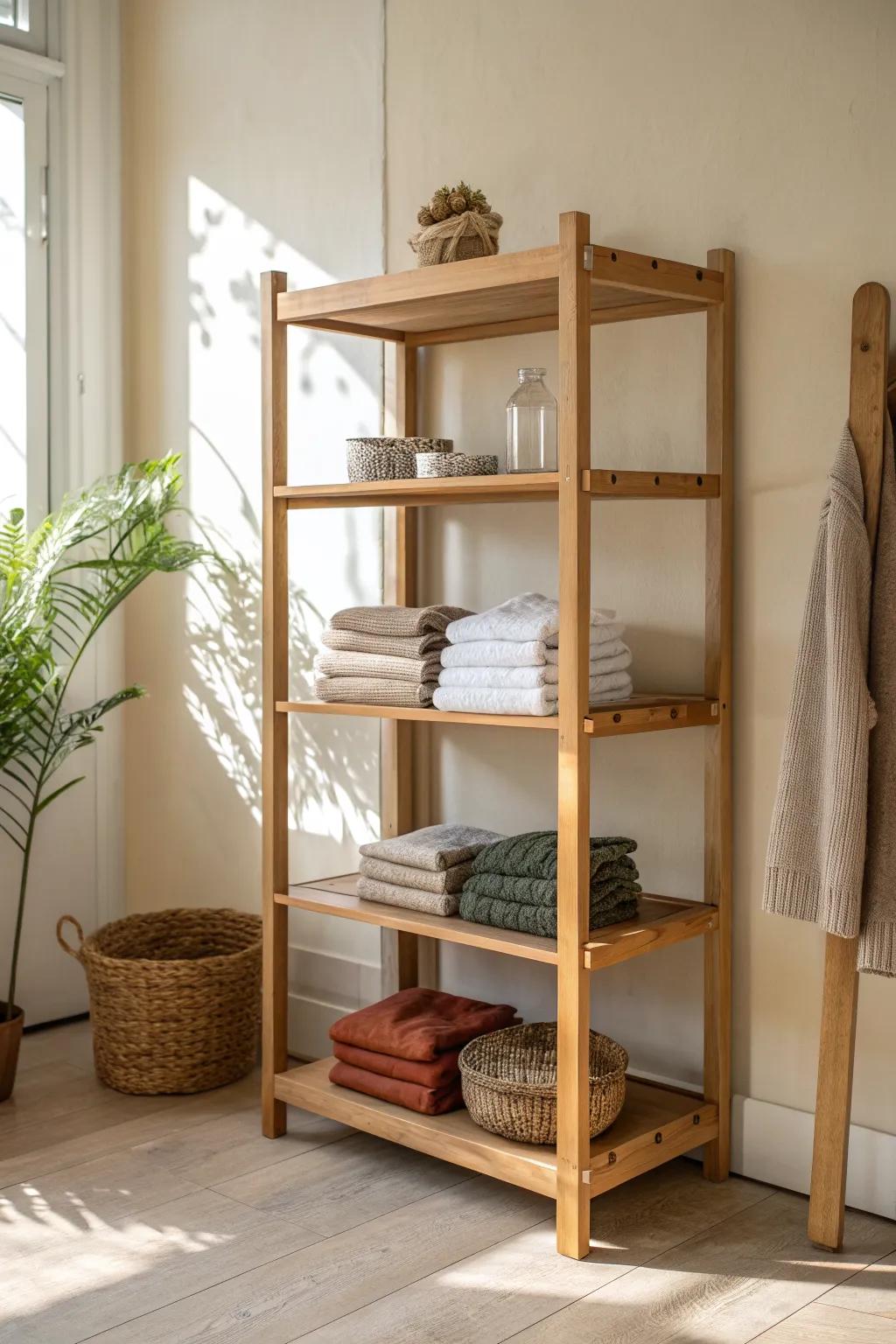 Adjustable shelf zones keep bifold closets flexible—no more leaning, messy stacks.