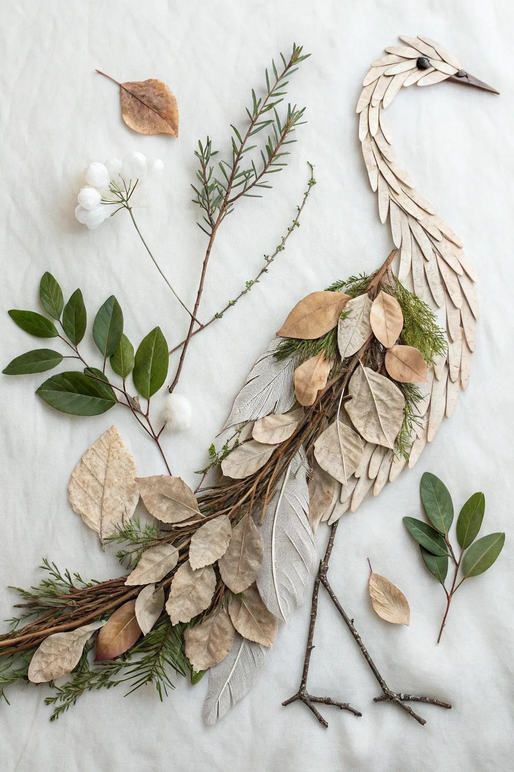 Embrace nature's artistry with this elegant bird collage, where simplicity meets earthy elegance.