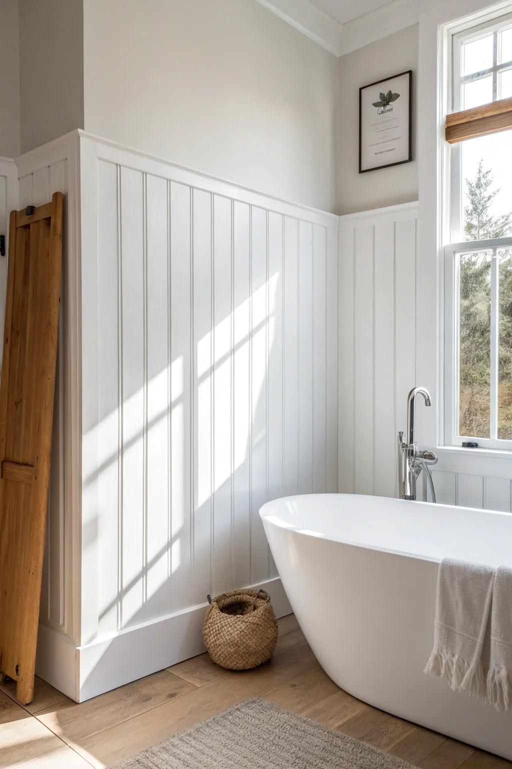 All-white board and batten: subtle sheen shifts and shadows for clean, custom texture.