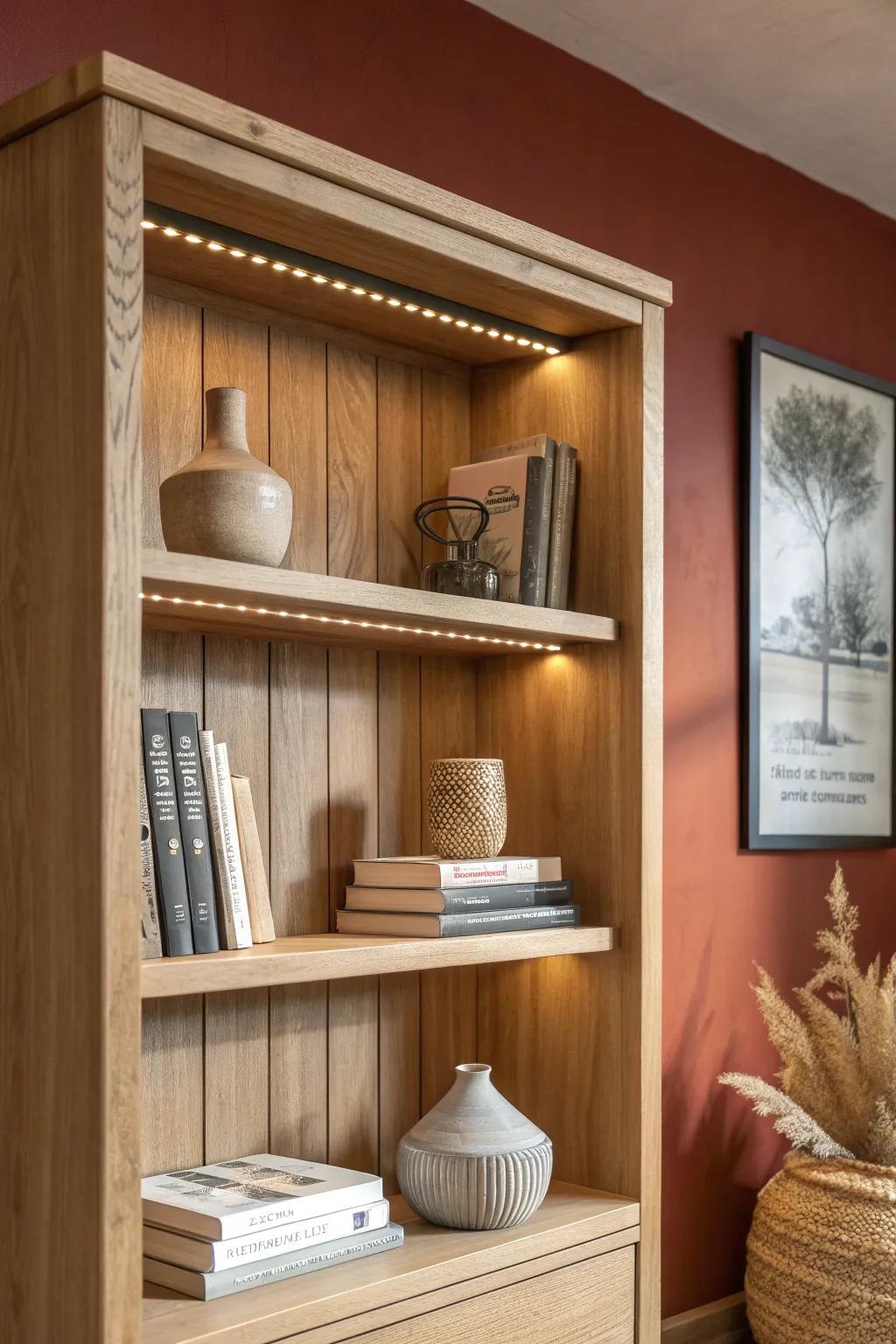 A clean routed LED channel creates a smooth line of light—custom-looking, protected, and warm.