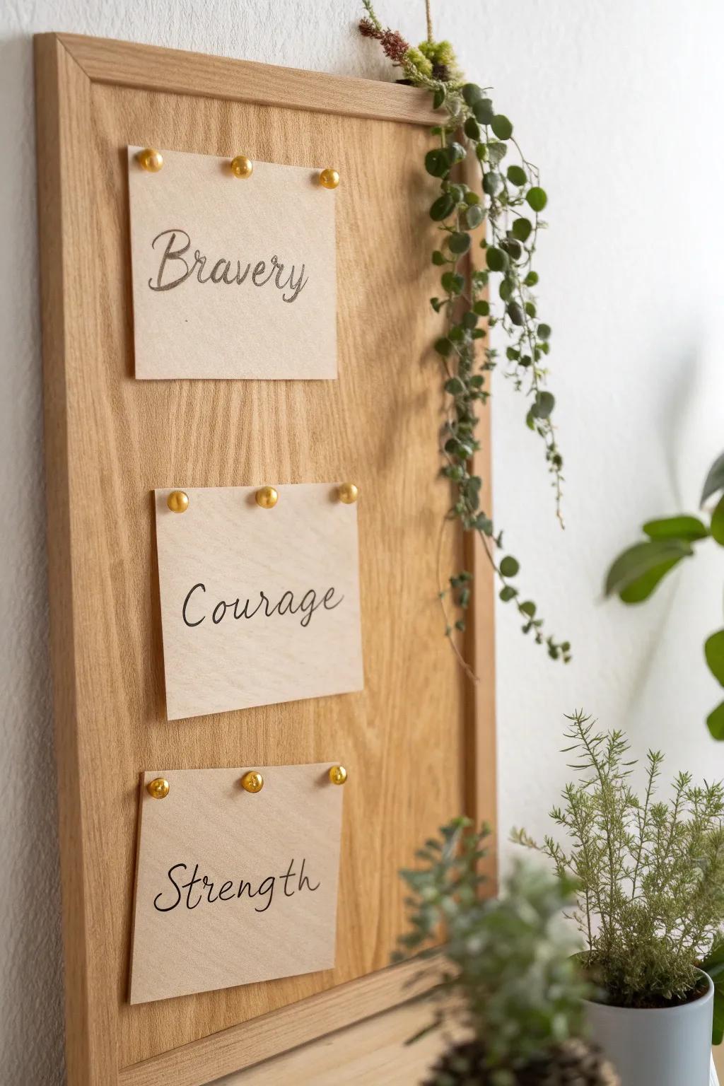 Step into the Courage Zone: A minimalist board where bravery blooms in every note.