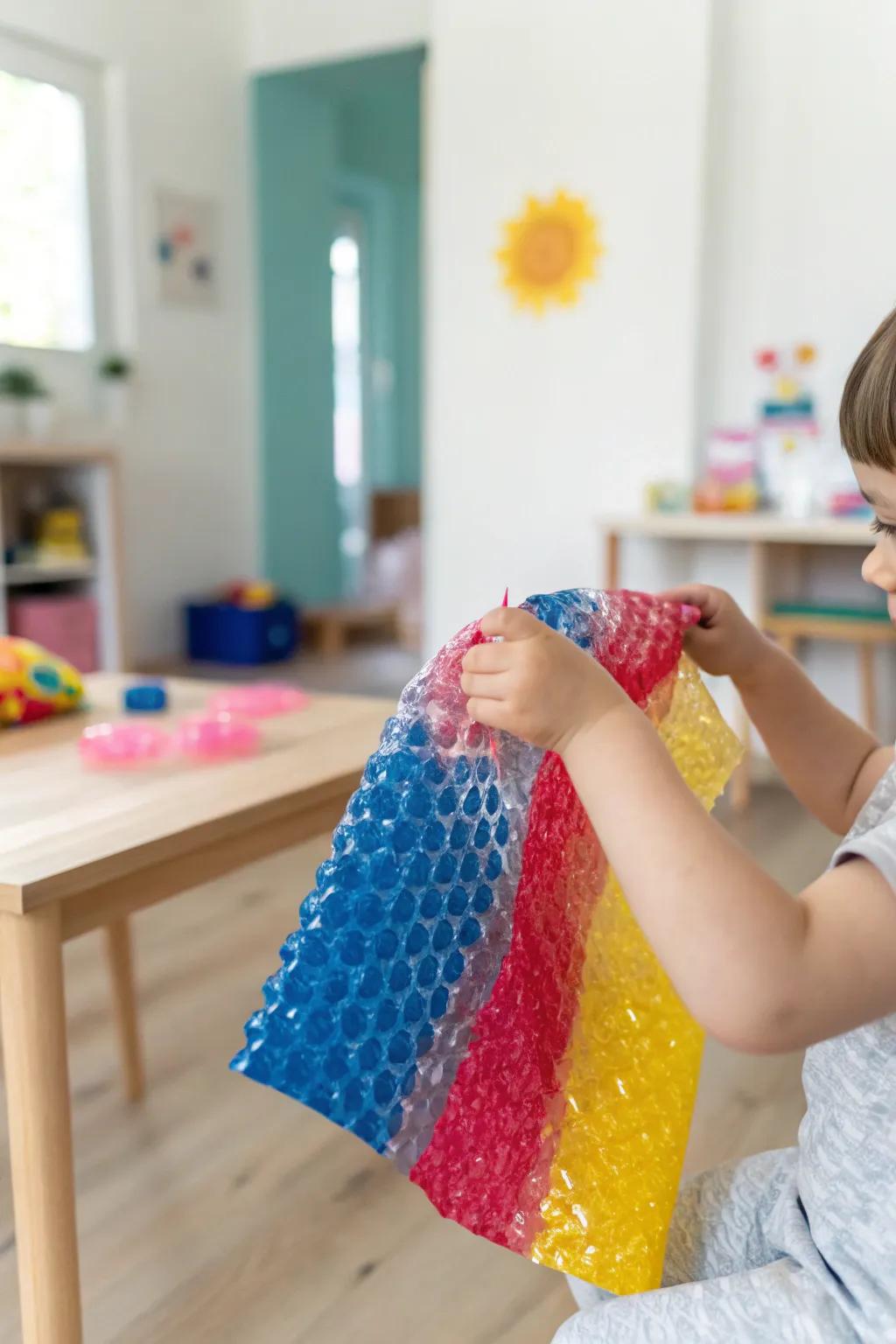 Creative fun with bubble wrap stamping – watch your little one's imagination come to life!