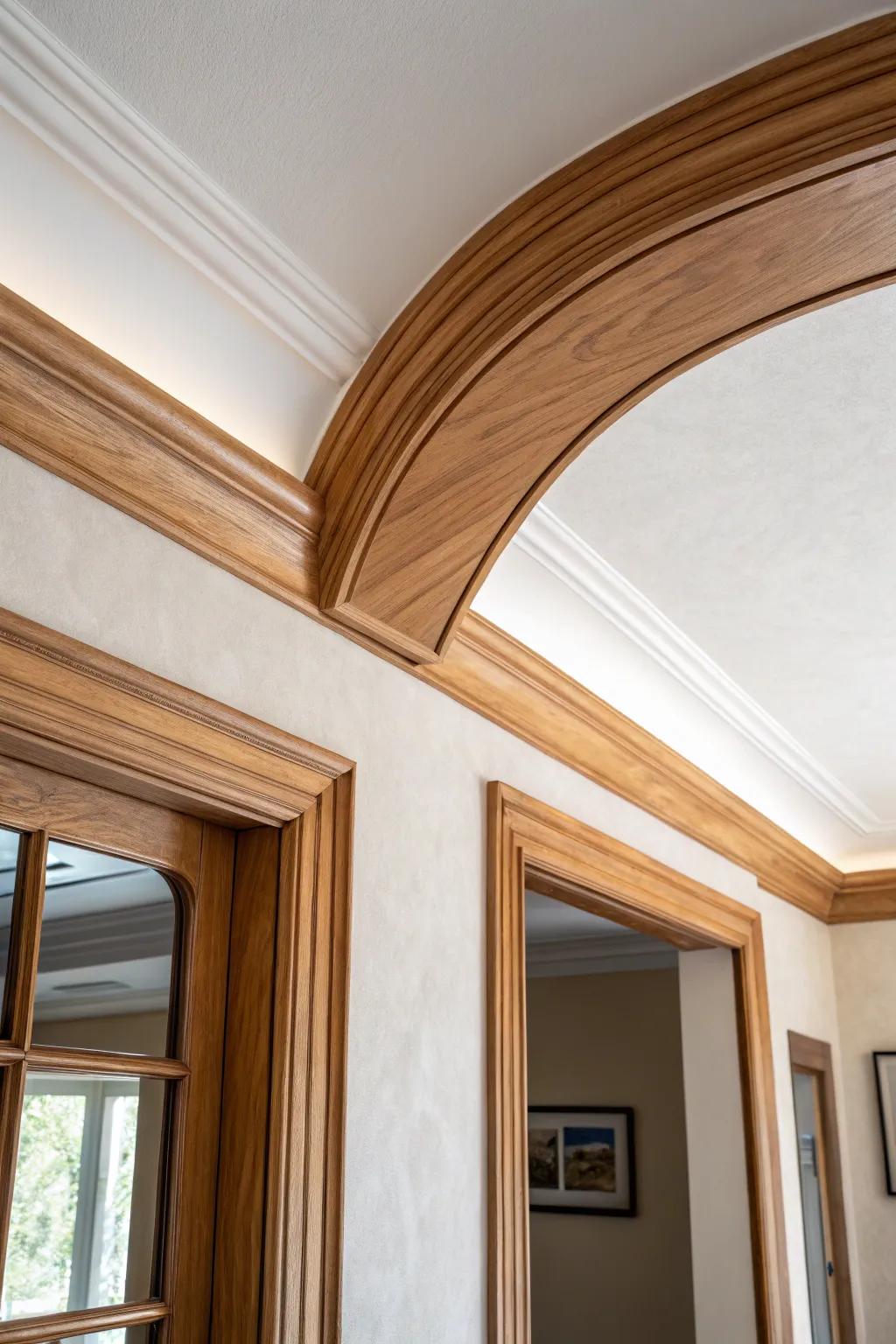 Top-and-bottom reveal cove: a framed curve that makes the ceiling detail the star.