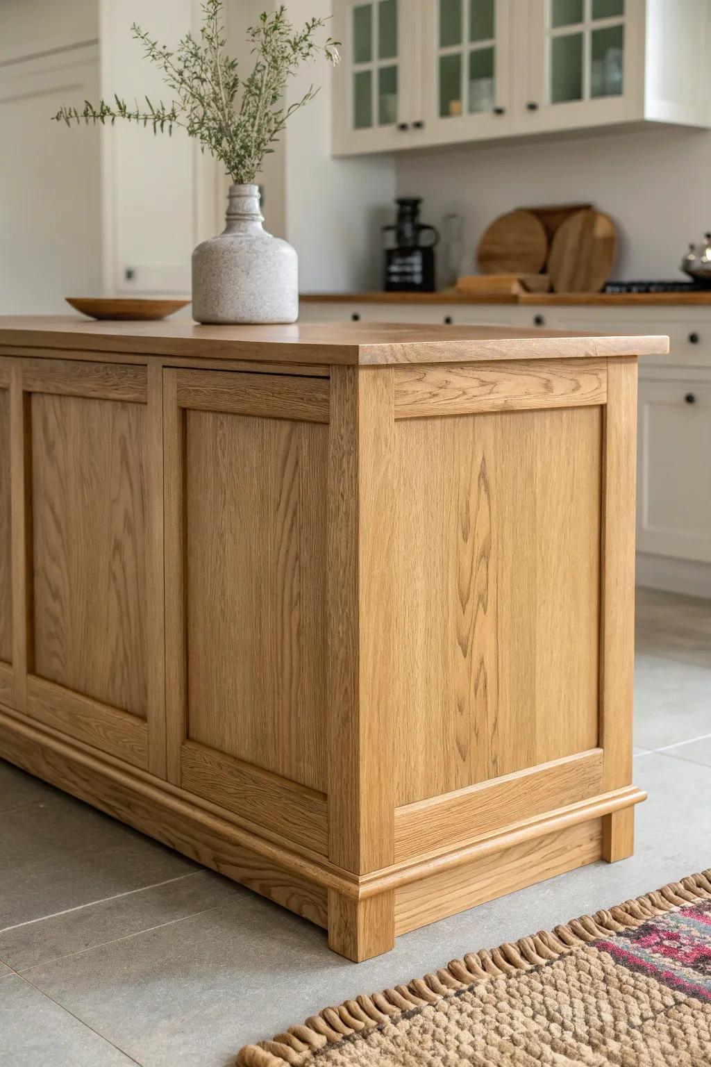 A classic island made stunning—add one rounded wood end-cap for an instant curved vibe.