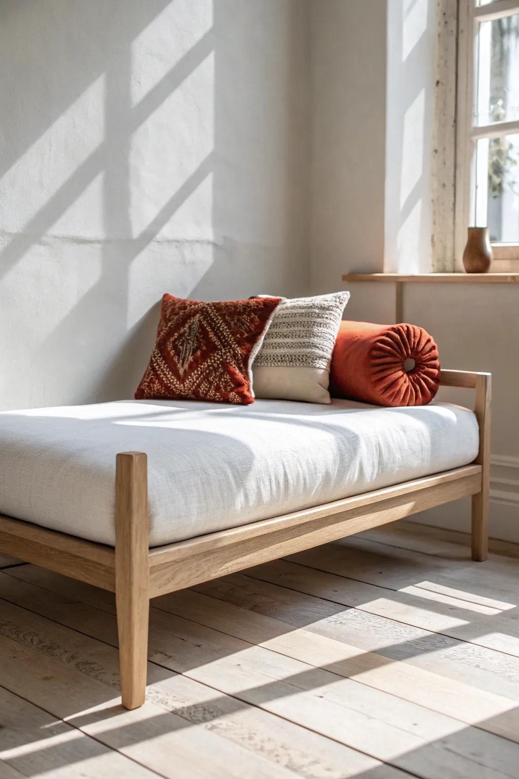 A tailored linen cover gives your wooden daybed crisp, upholstered lines—clean, calm, and elevated.