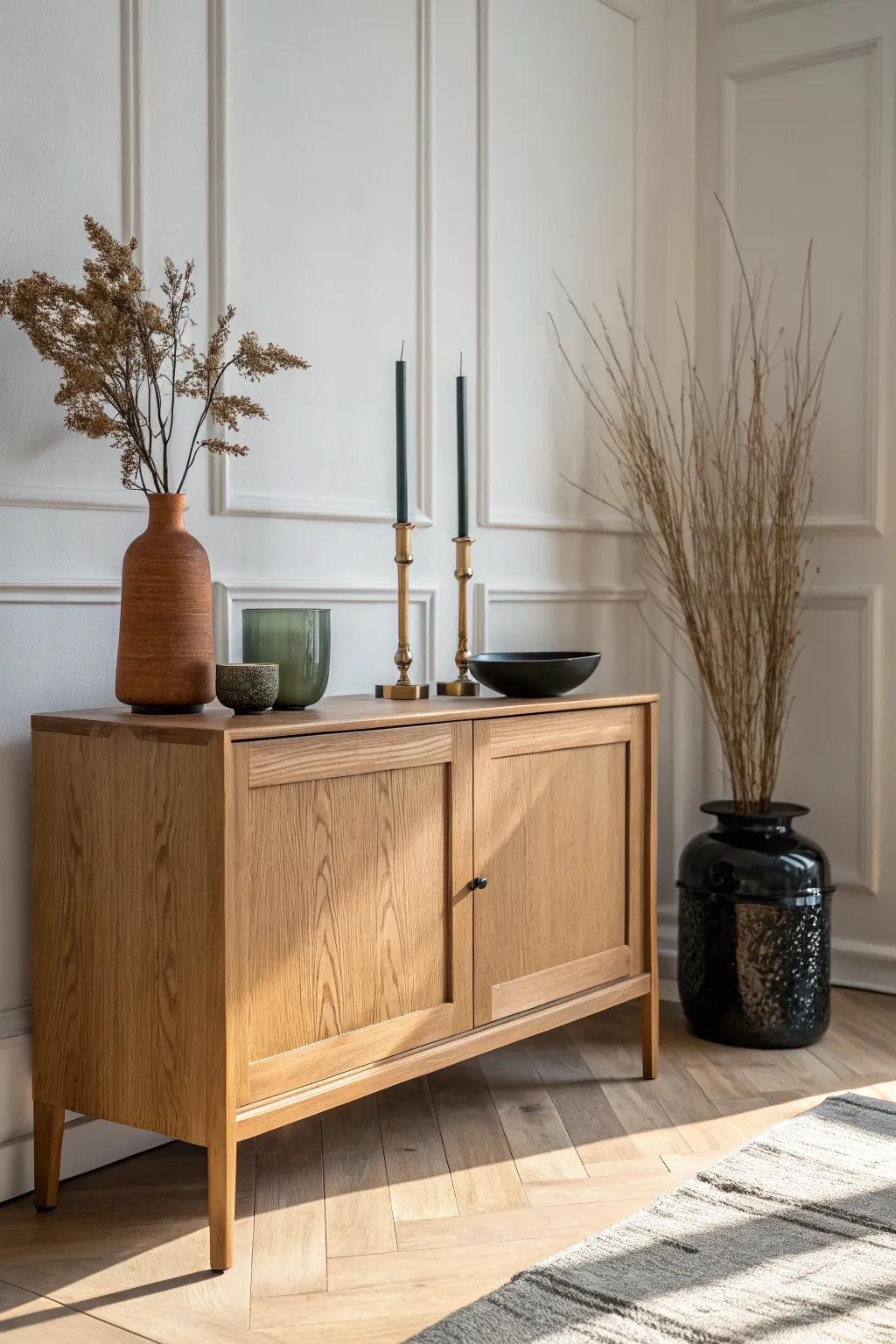 Rule of three on your server: tall vase, medium candle, low bowl for instant curated style.