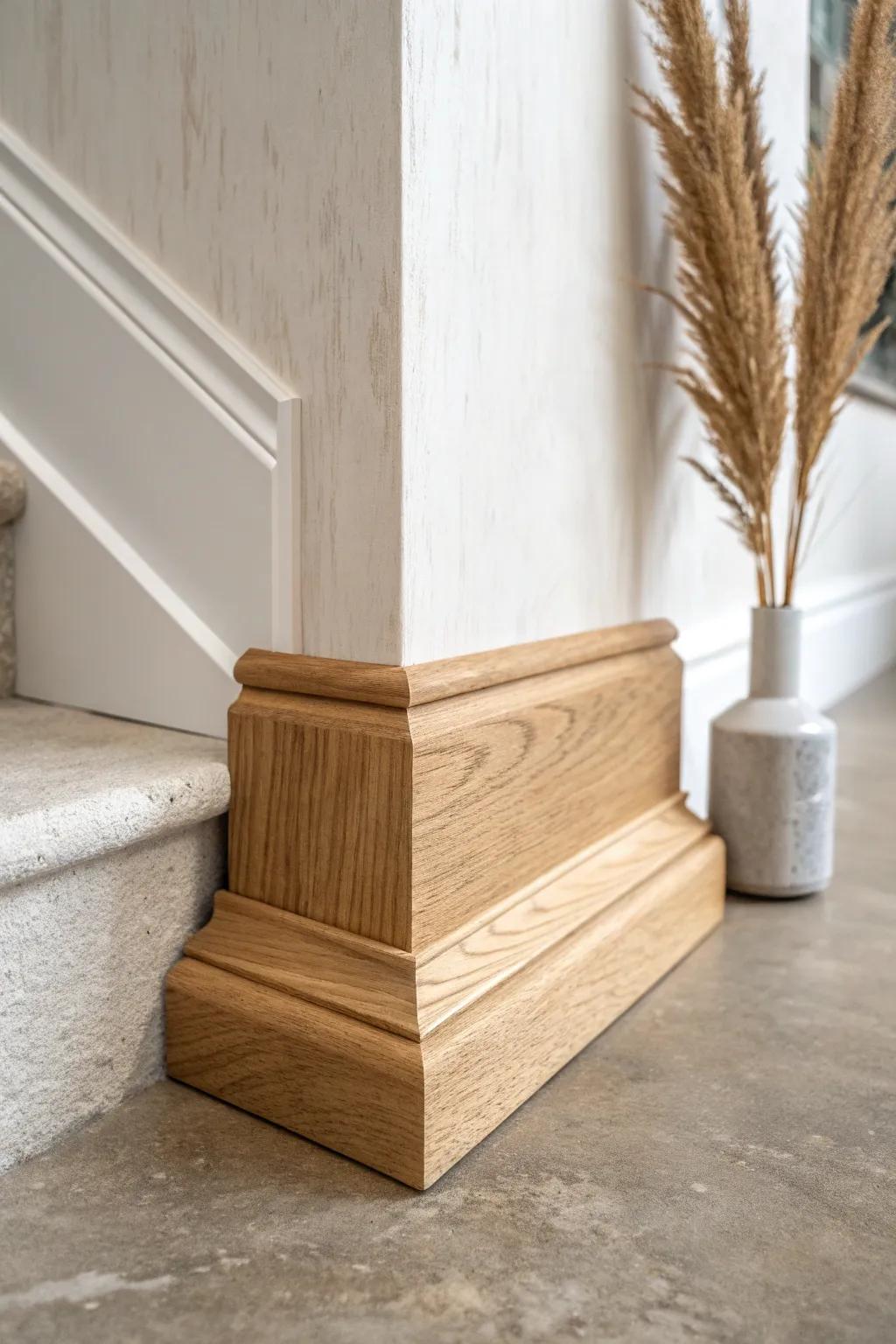 Stepped baseboard trim: clean farmhouse lines with just enough depth for subtle detail.