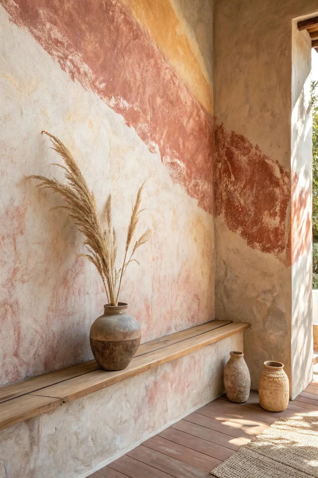 Transform your space with the timeless charm of a color-washed wall, where modern minimalism meets bohemian beauty.