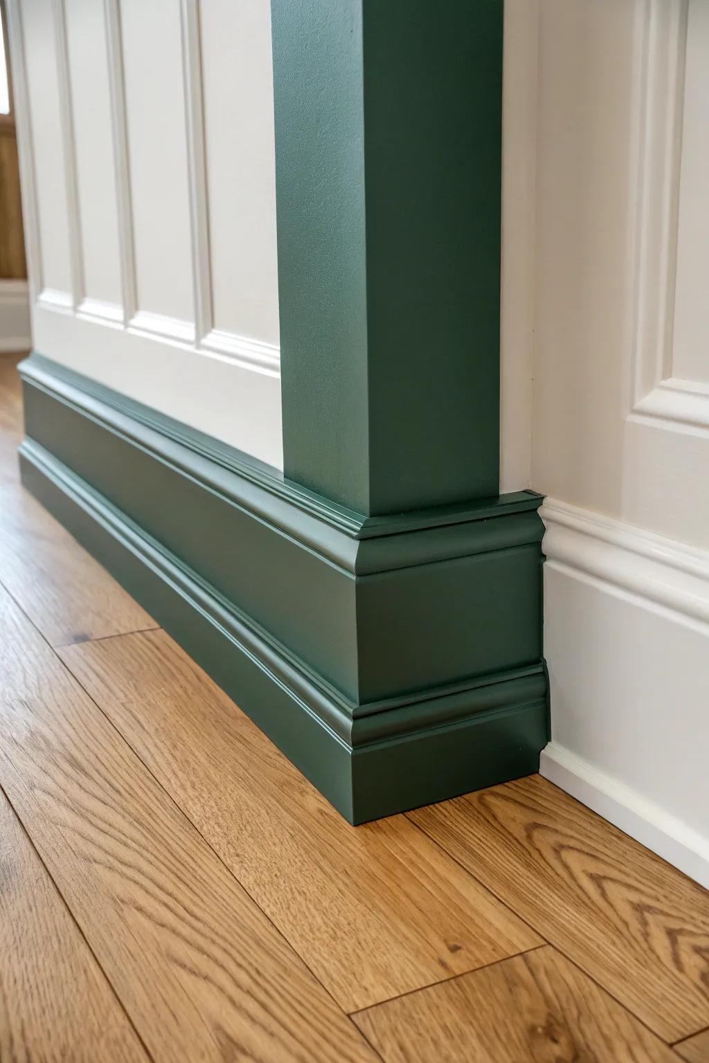 Taller baseboards + sleek shoe molding instantly elevate a hallway—and hide floor gaps.