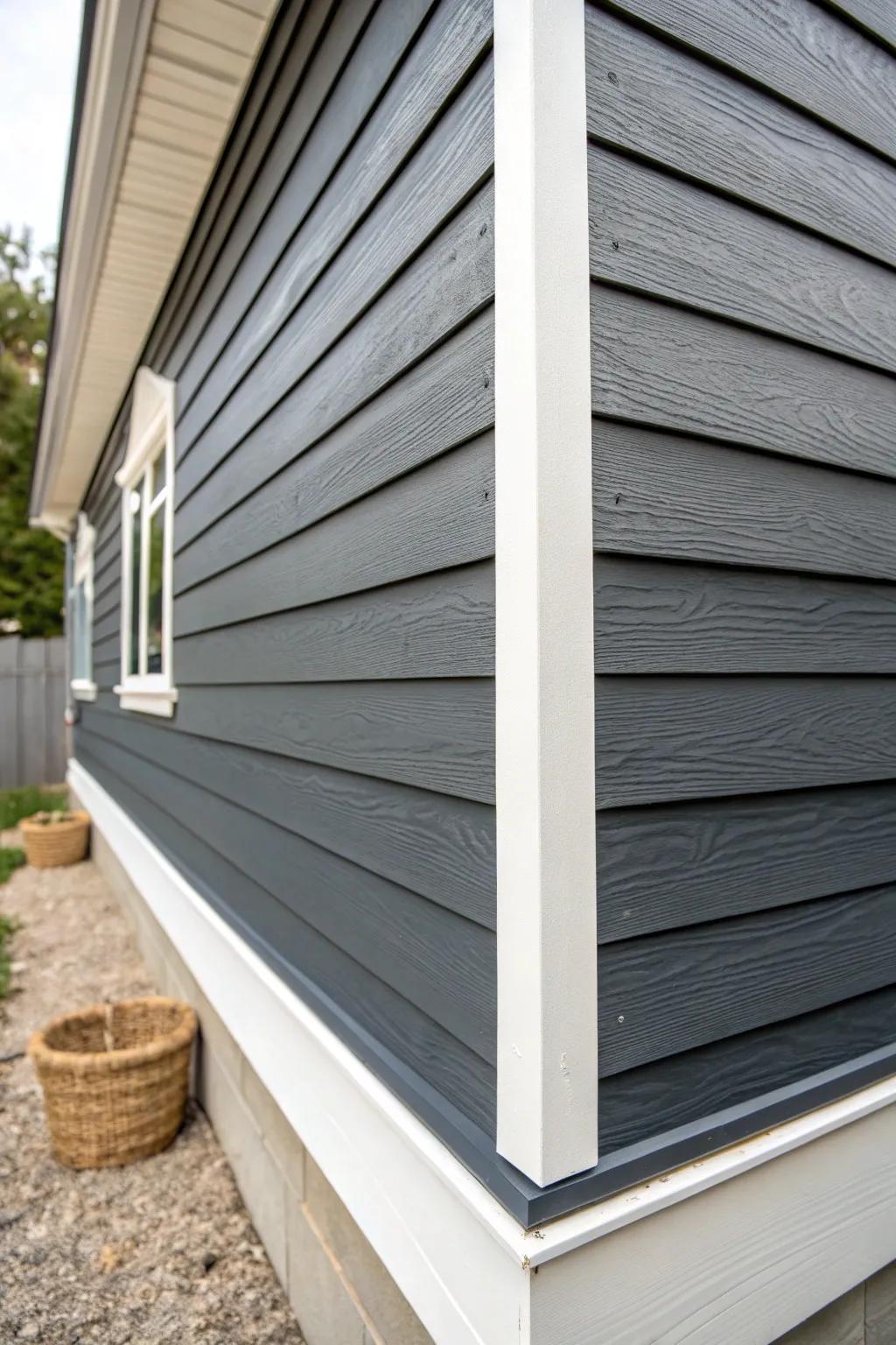 Crisp fiber-cement lap siding with sharp trim for a tailored, modern exterior look.